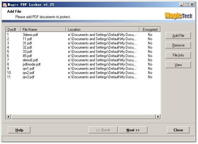 Magic PDF Locker Screenshot